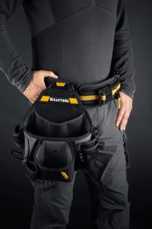 Сумка для инструмента KRAFTOOL KPB-20 поясная с быстрос. креплением FastClip, 320х310 мм [38767]