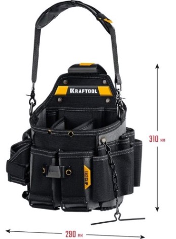 Сумка для инструмента KRAFTOOL KPB-23 поясная с быстрос. креплением FastClip, 290x310мм [38766]