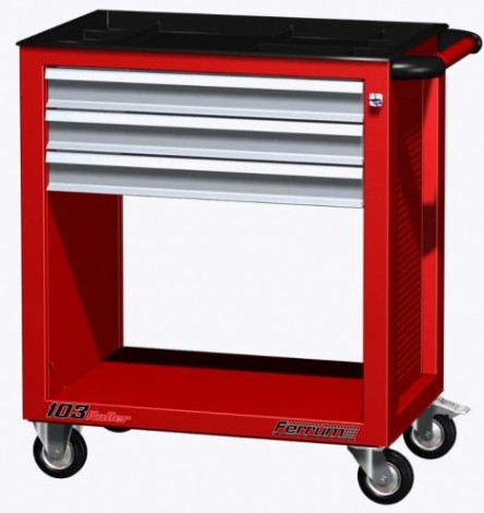 Тележка инструментальная FERRUM 02.103H 3 выдвижных полок [RAL 3000 - красный]