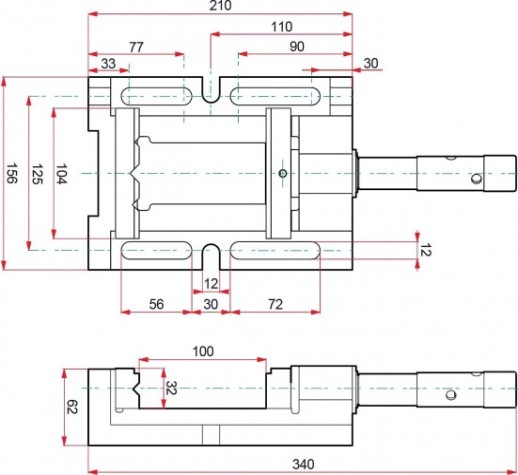 Тиски KRAFTOOL станочные 100 мм трехсторонние, сверлильные [32716-100]