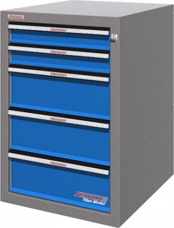 Тумба верстачная FERRUM с 5 ящиками 01.405R-5015/9007 (синий/серый)
