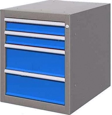 Тумба верстачная FERRUM "Титан" с 4 ящиками 08.404 [RAL5015/7700 - синий/белый хром]