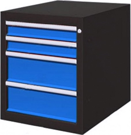 Тумба верстачная FERRUM "Титан" с 4 ящиками 08.404 [RAL7016/7700 - темно-серый/белый хром]