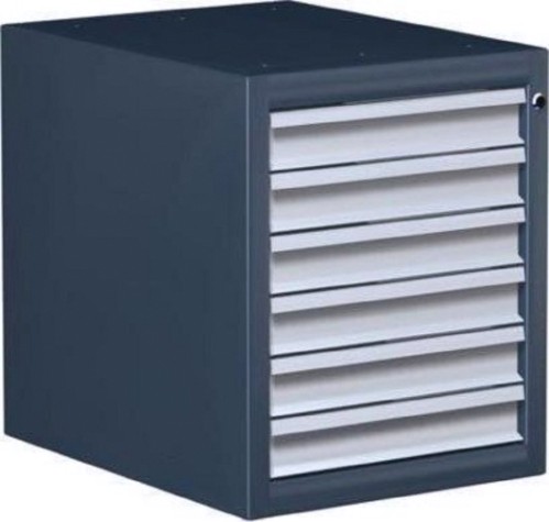 Тумба верстачная FERRUM "Титан" с 6 ящиками 08.406 [RAL7016/7700 - темно-серый/белый хром]