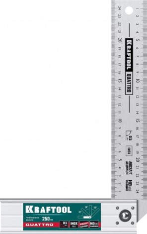 Угольник KRAFTOOL QUATTRO 250 мм складной, 4 положения [3444]