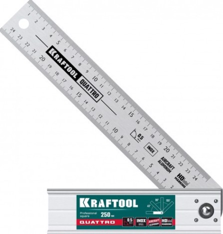 Угольник KRAFTOOL QUATTRO 250 мм складной, 4 положения [3444]