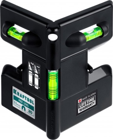 Уровень строительный KRAFTOOL 34788 Post Level магнитный угловой, 3 глазка [34788]