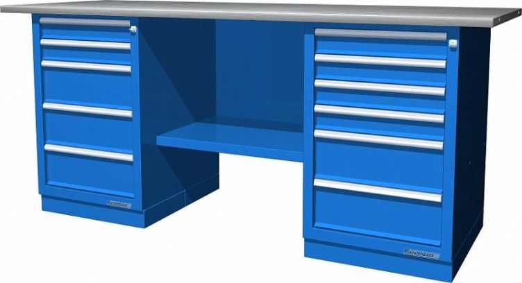 Верстак слесарный двухтумбовый FERRUM "CLASSIC" 01.256L-5015 синий [01.256L-]