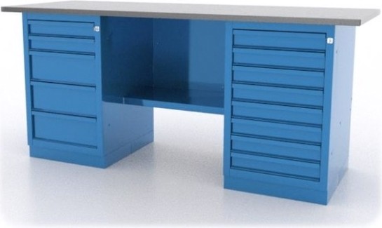 Верстак слесарный двухтумбовый FERRUM "CLASSIC" 01.258L-5015 синий [01.258L-]