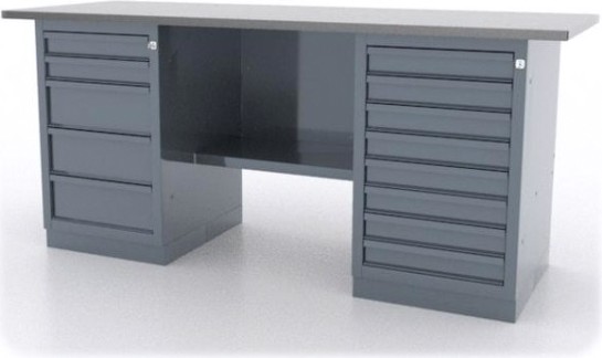 Верстак слесарный двухтумбовый FERRUM "CLASSIC" 01.258L-9007 серый