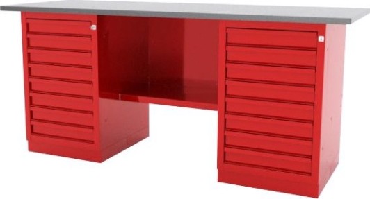 Верстак слесарный двухтумбовый FERRUM "CLASSIC" 01.288L-3000 красный [01.288L-]